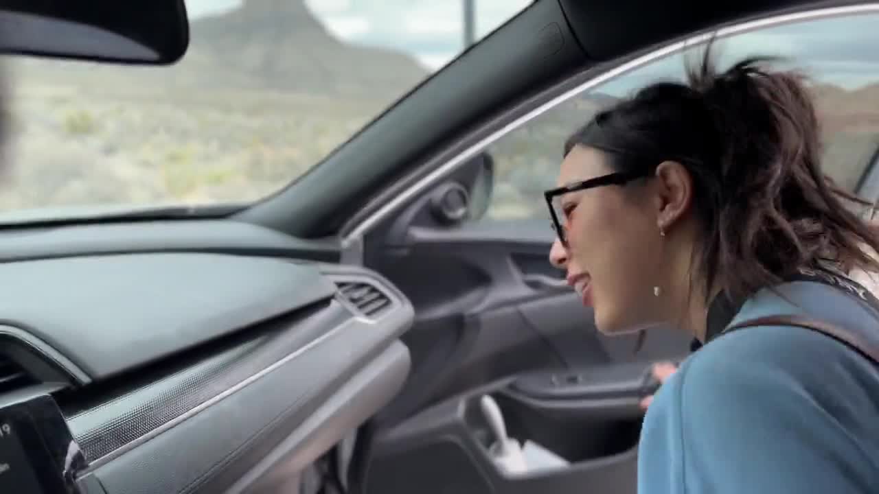 POV Lost Asian Hitchhiker Babe Gets Picked Up and Gives Sloppy Blowjob During Hike